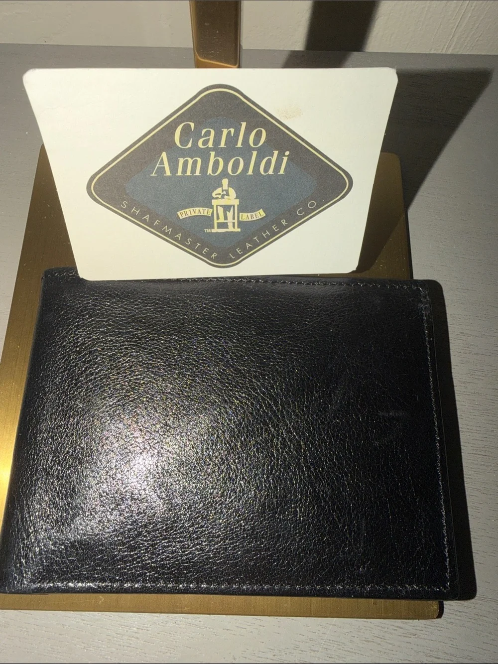 Carlo Amboldi Black Leather Bi-Fold Wallet
